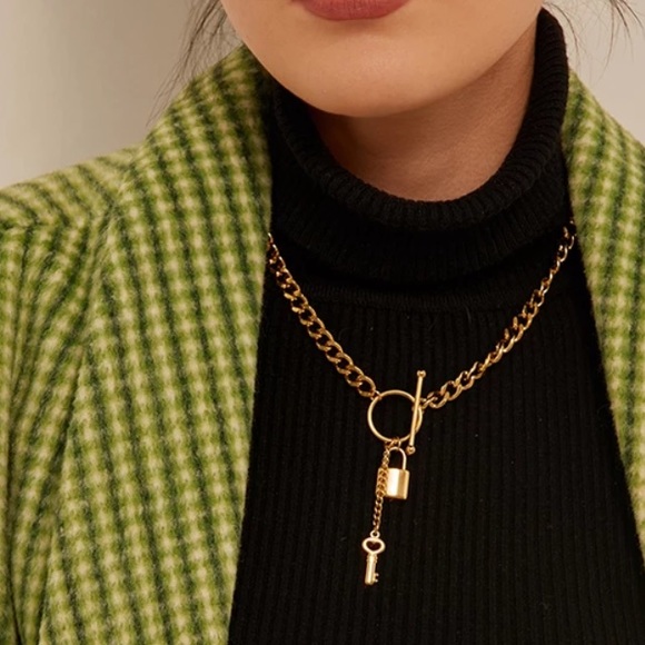 🔐 Gold plated lock pendant necklace - Picture 5 of 5